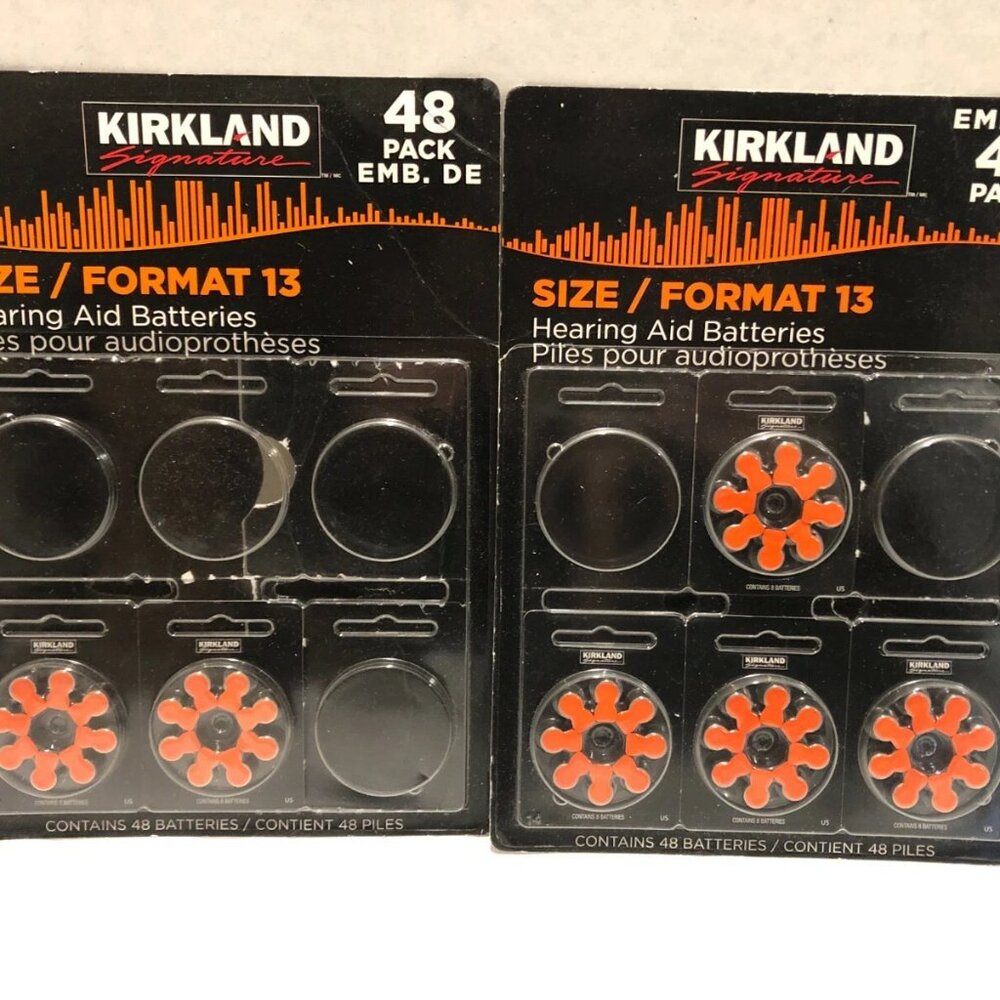 Kirkland Signature Hearing Aid Batteries Size 13 - 48 Pack + 16, Old Dates 2020